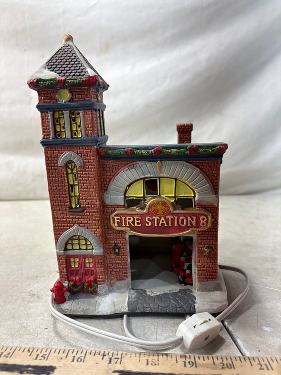 Fire Station 8 Lighted Holiday Village Building