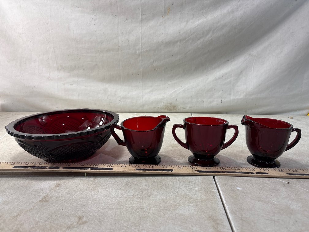 Avon Ruby Red Pressed Glass Tableware