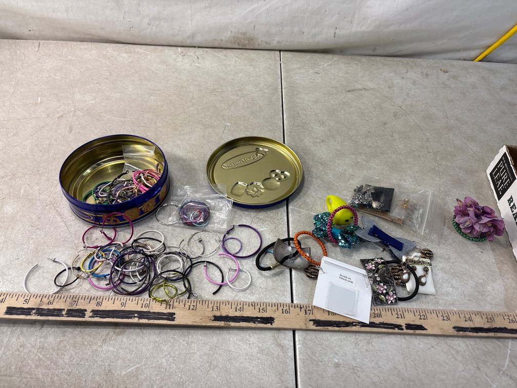 Costume Jewelry and Hair Accessories with Metal Tin
