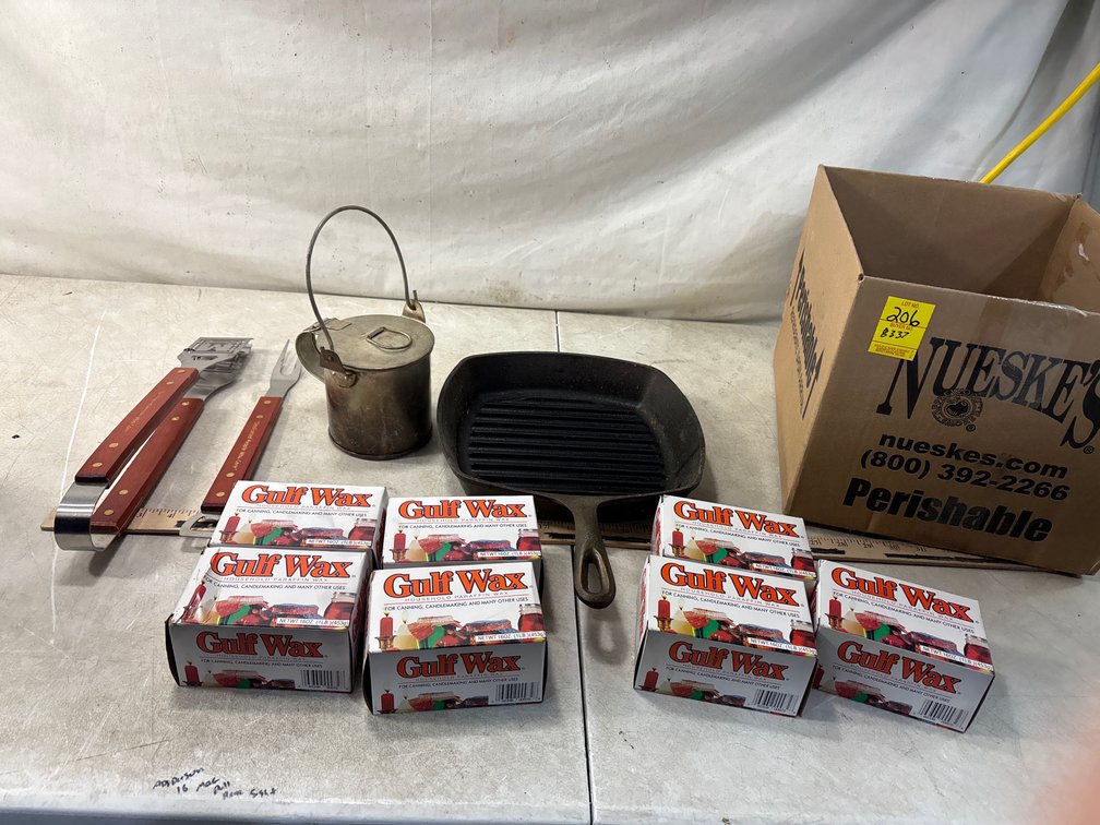 Cast Iron Grill Pan, Paraffin Wax, Barbecue Tool, and Metal Pot