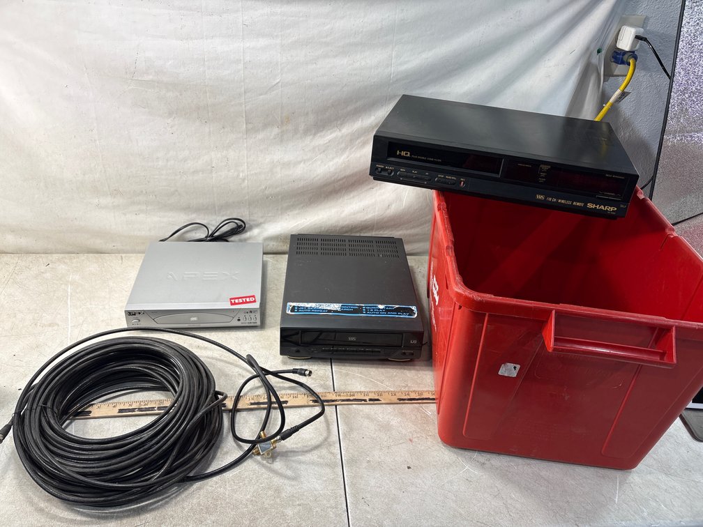 Sharp VHS VCR, LXi VHS VCR, and Apex DVD Player