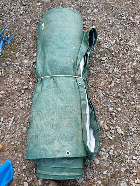 Green and Silver Woven Plastic Tarp