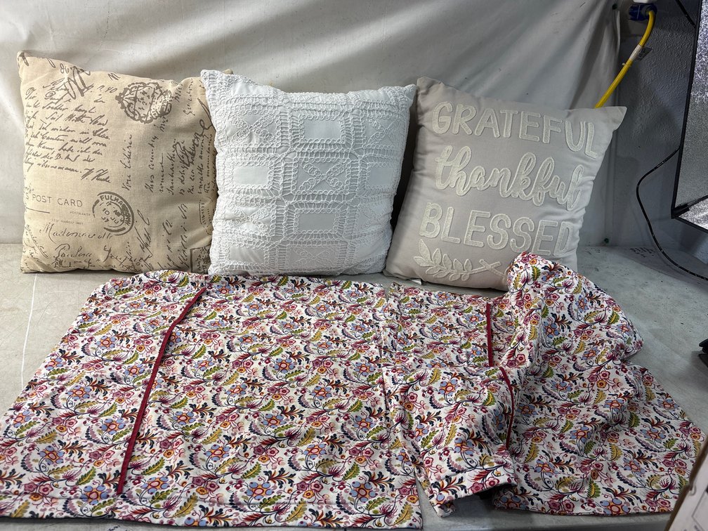Decorative Throw Pillows and Floral Textiles
