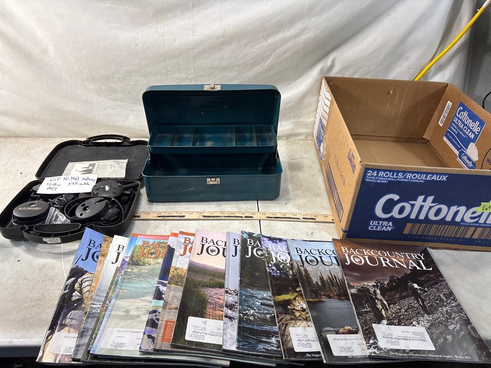 Dog Training Collar Kit, Metal Tackle Box, and Outdoor Magazine