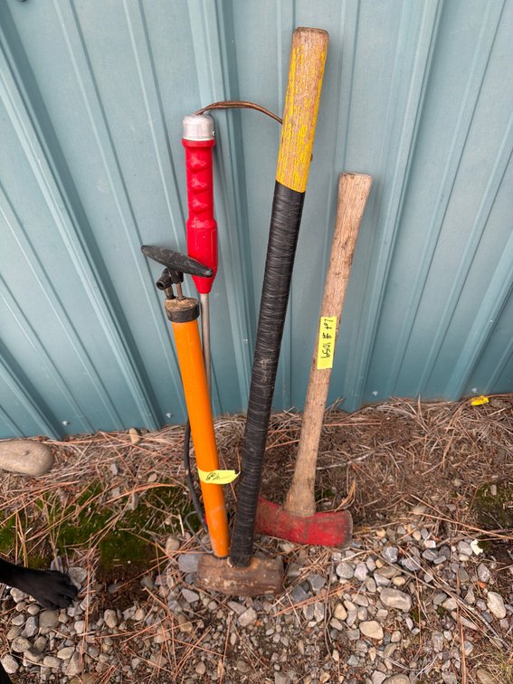 Sledgehammer, Splitting Maul, Manual Pump, and Rod Tool