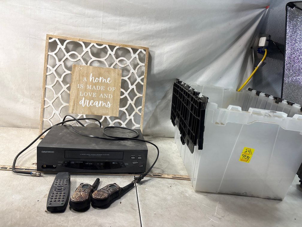 VCR, Walkie-Talkie, Wall Decor, and Storage Tote
