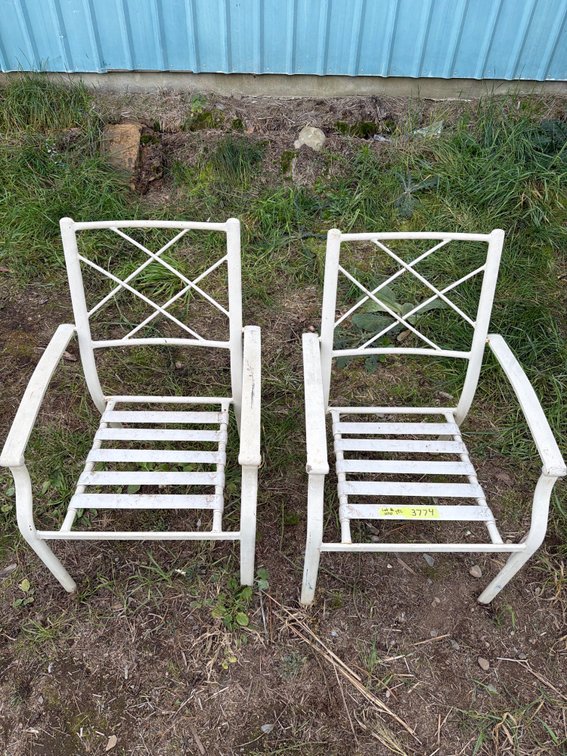 White Metal Patio Armchair