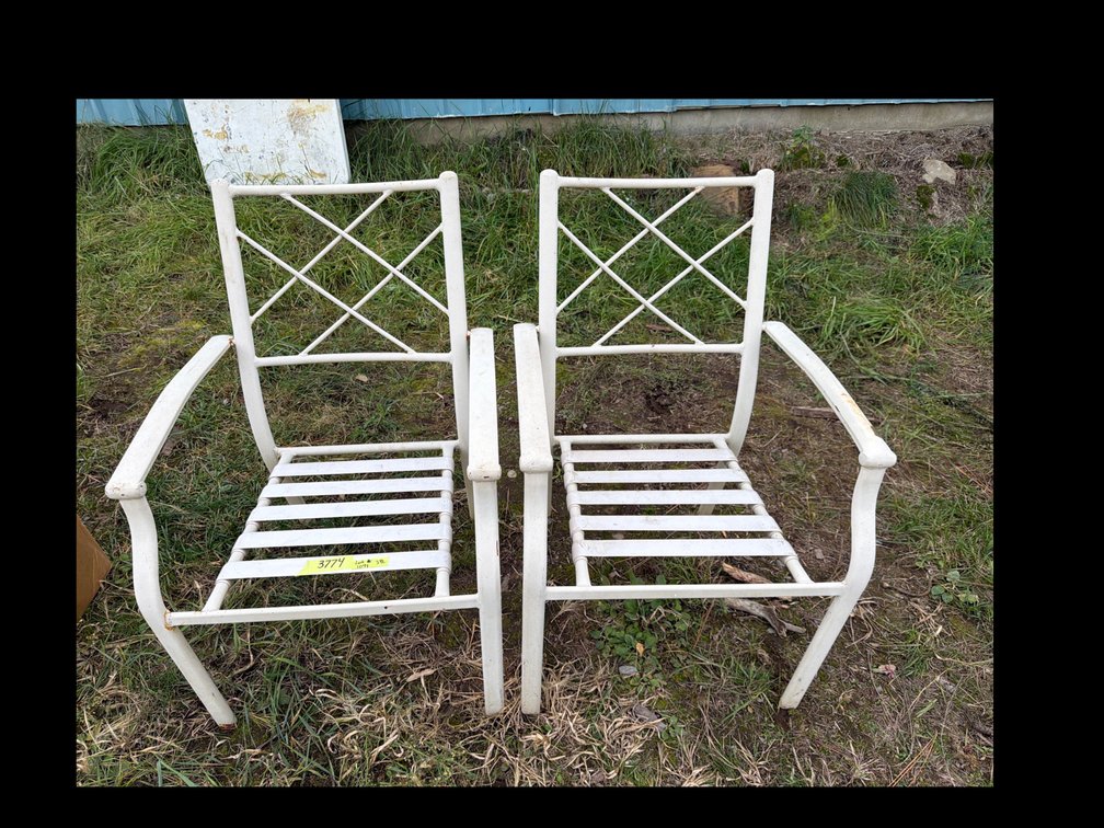 White Metal Patio Armchair
