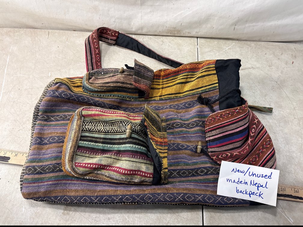 Multicolor Woven Fabric Backpack