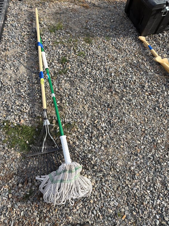 Leaf Rake and String Mop