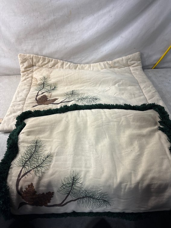 Pine Branch Motif Quilted Sham and Pillow