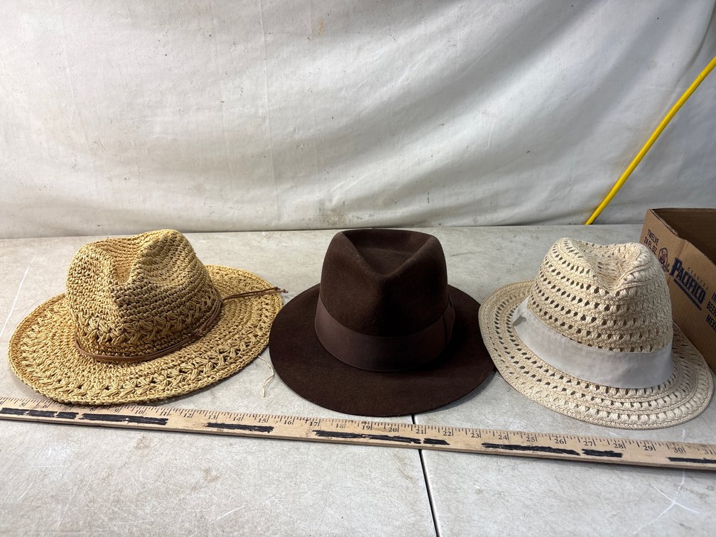Wool Felt Fedora and Straw Hats