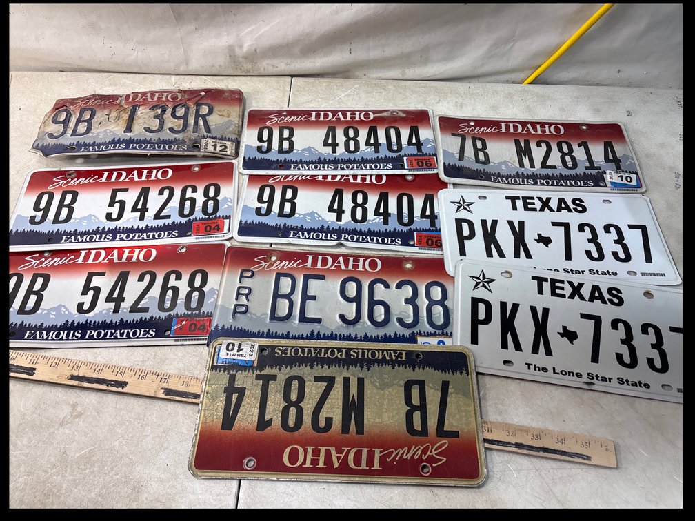 Idaho and Texas License Plates