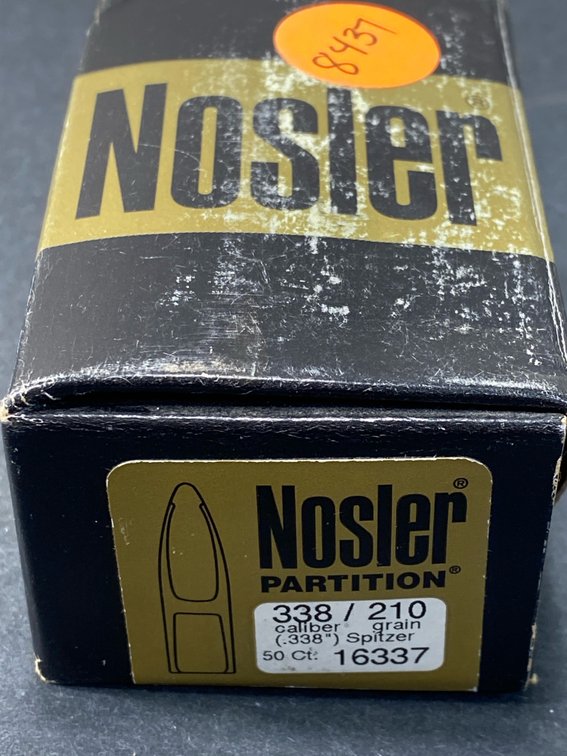 Nosler Partition .338 Caliber 210 Grain Spitzer Bullet Box