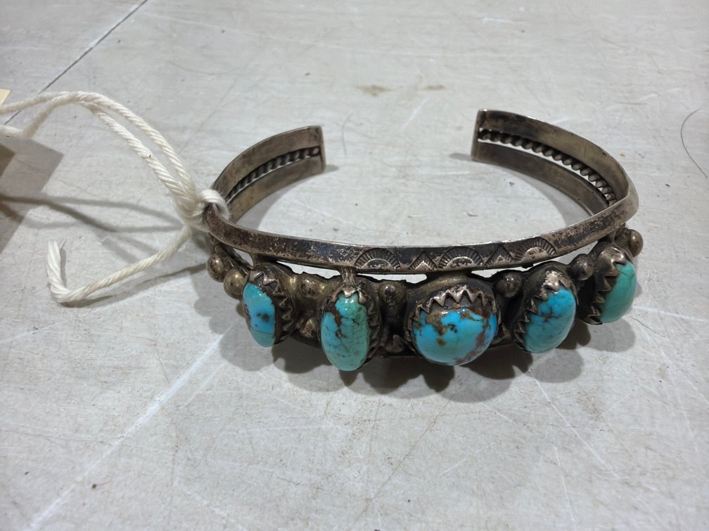 Silver-Tone Turquoise Cuff Bracelet
