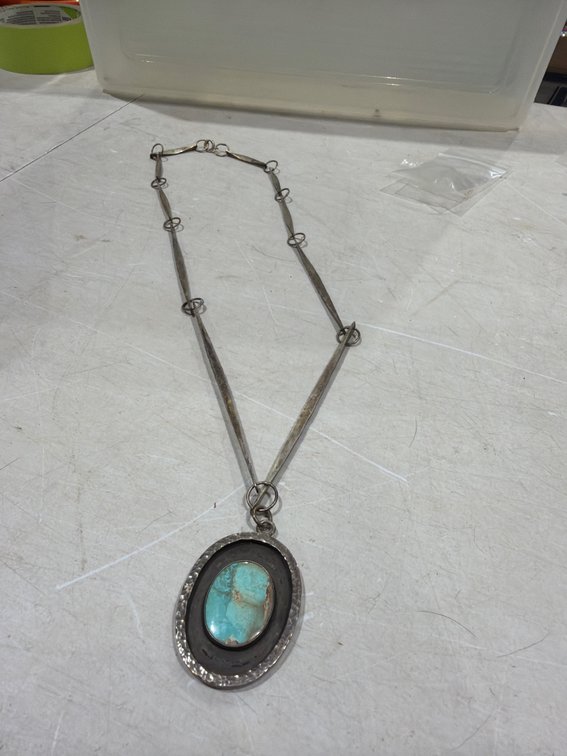 Sterling Silver Turquoise Oval Pendant Necklace