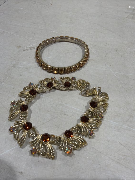 Gold-Tone Amber Rhinestone Bracelet