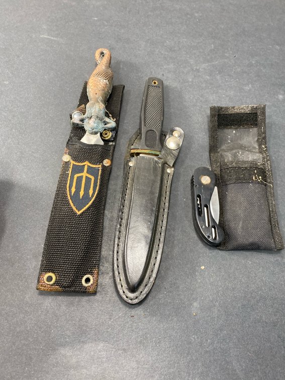 Mermaid Hilt Dagger, Boot Knife, and Folding Knife