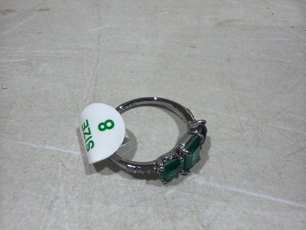 Bomb Party Three-Stone Green Gemstone Ring