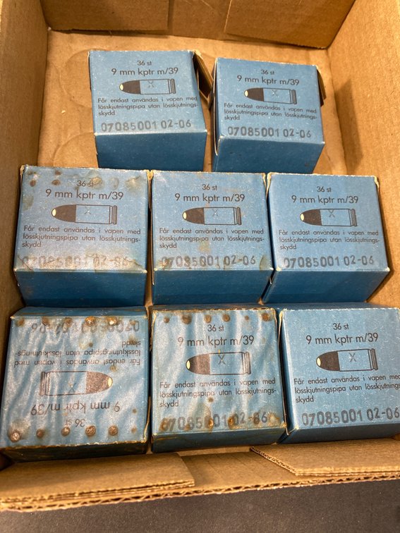 Swedish Military 9 mm kptr m/39 Blank Ammunition