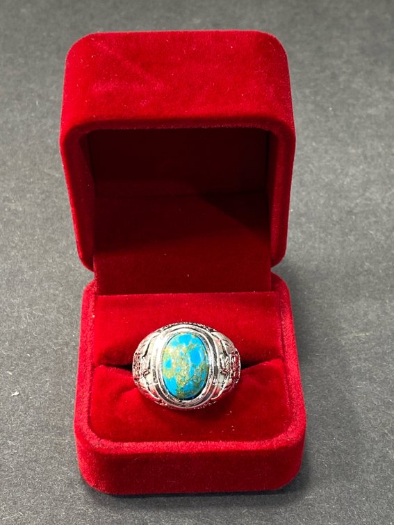 Silver-Tone Ring with Oval Cabochon