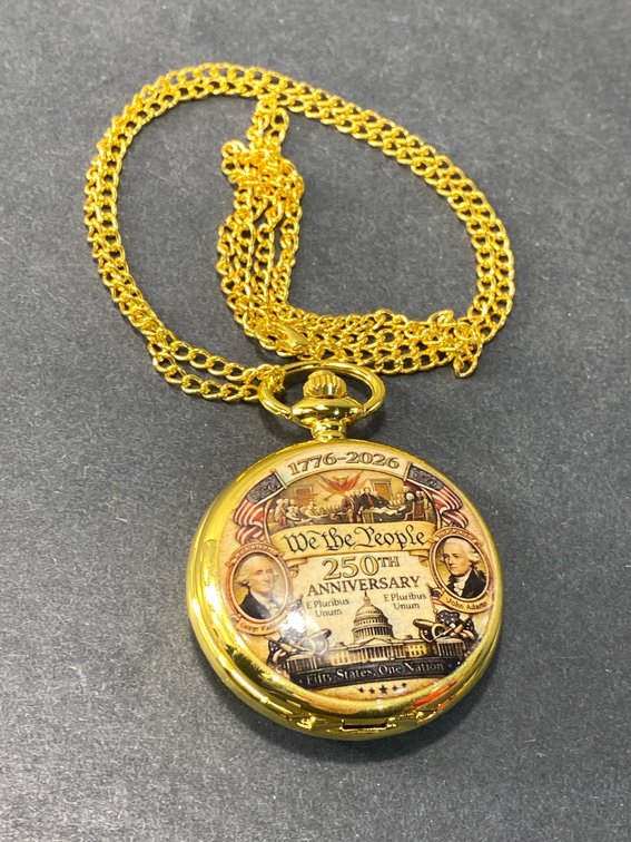 U.S. 250th Anniversary Commemorative Pocket Watch with Chain