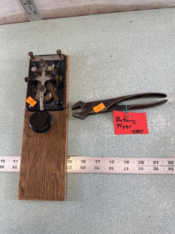 Telegraph Key and Battery Pliers