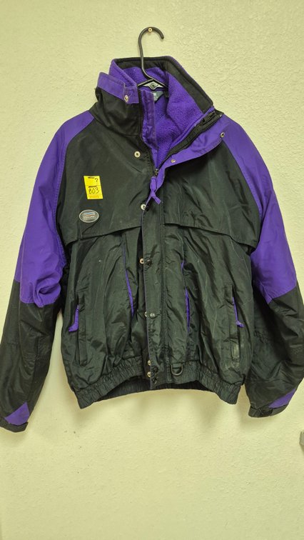 Sierra Sport Black and Purple Fleece-Lined Jacket, Size L