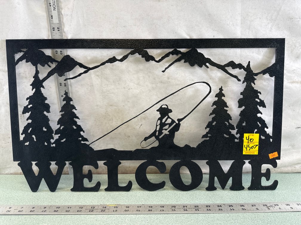 Cut Metal Fly Fisherman Welcome Wall Sign