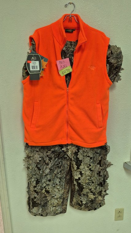 Blaze Orange Vest and Camouflage Hunting Suit