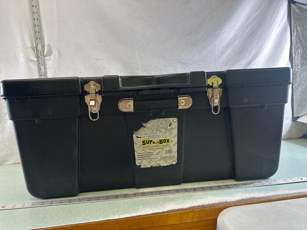 SUPER BOX Black Plastic Footlocker Storage Trunk