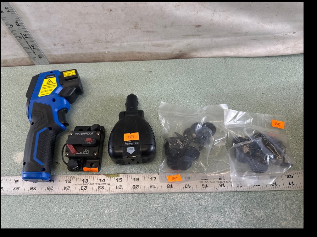Infrared Thermometer, 120A Circuit Breaker, and 12V USB Adapter