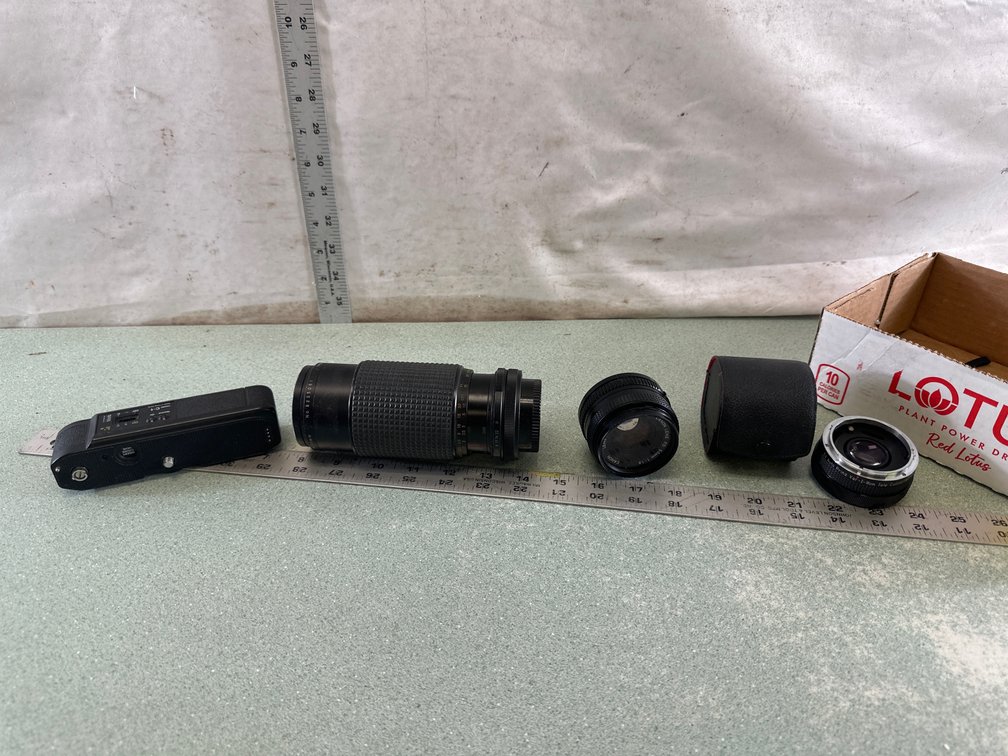 Camera Lenses, Teleconverter, and Power Winder
