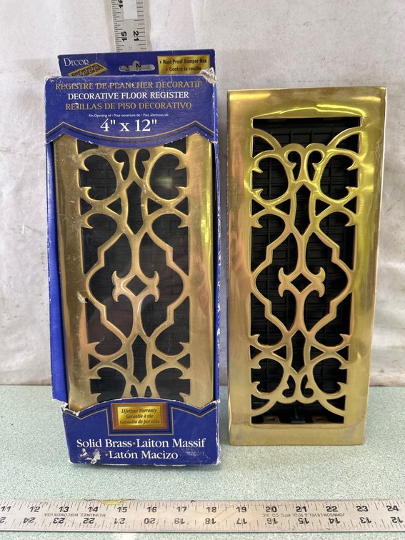 DECOR 4 in x 12 in Solid Brass Decorative Floor Register
