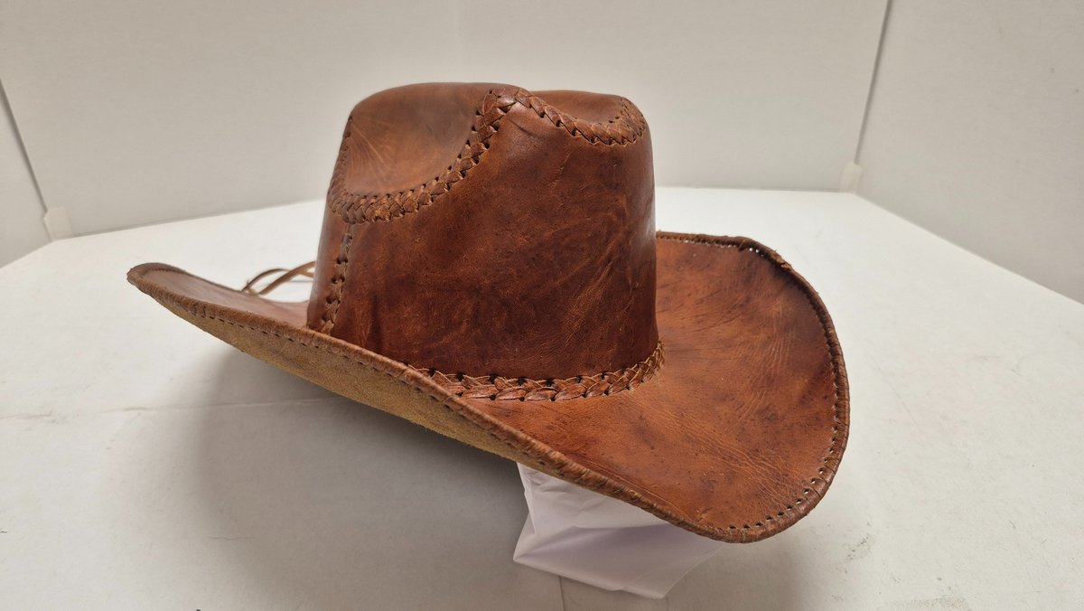 Brown Leather Cowboy Hat