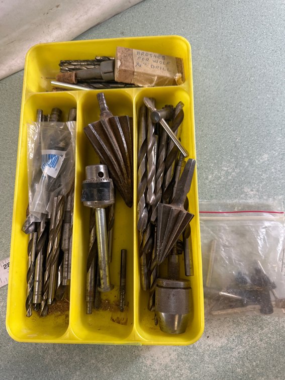 Drill Bit, Reamer, and Drill Chuck Tooling with Organizer Tray
