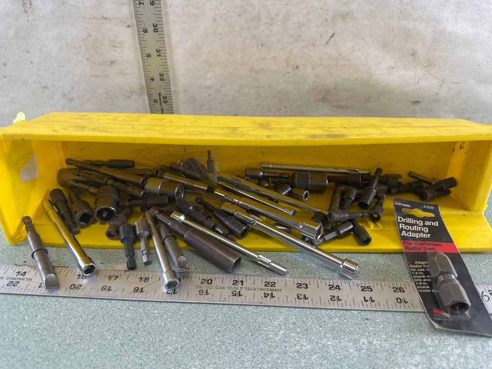 Drive Bit, Extension, and Radial Saw Adapter
