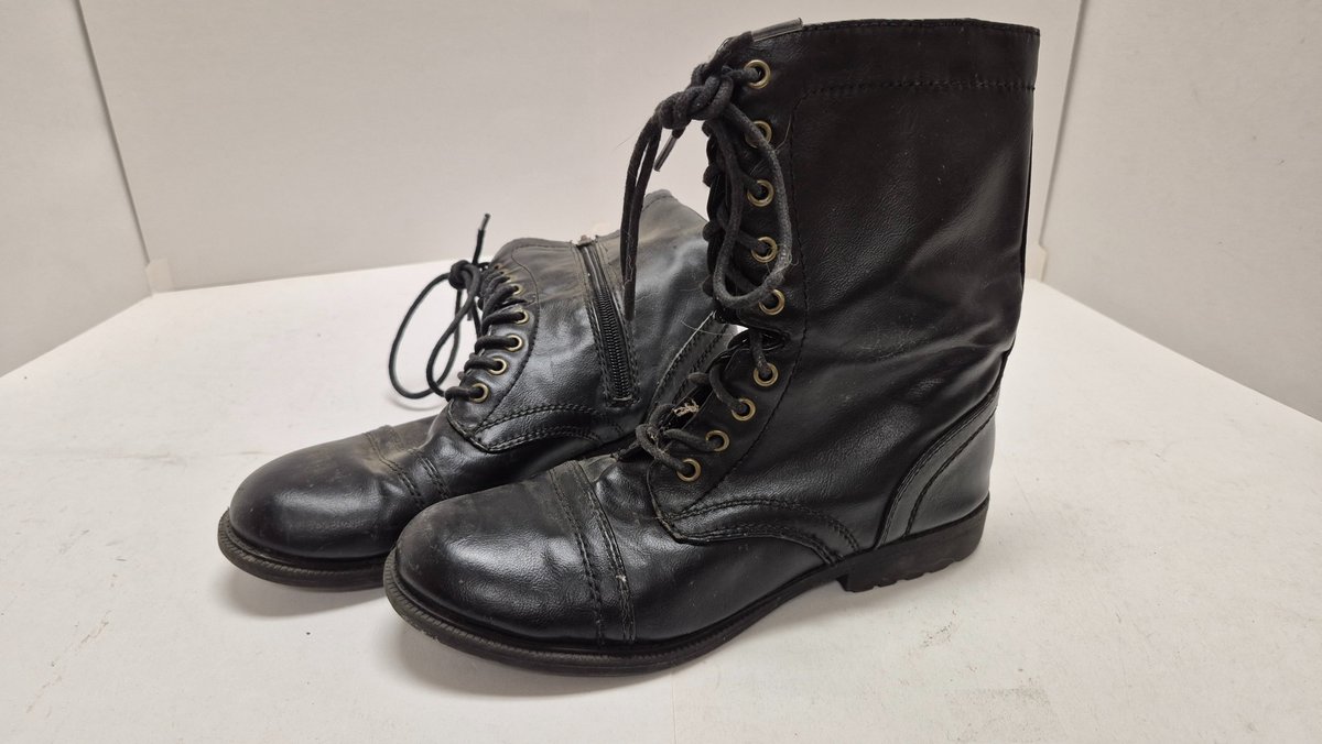 Black Lace-Up Combat Boots Size 9