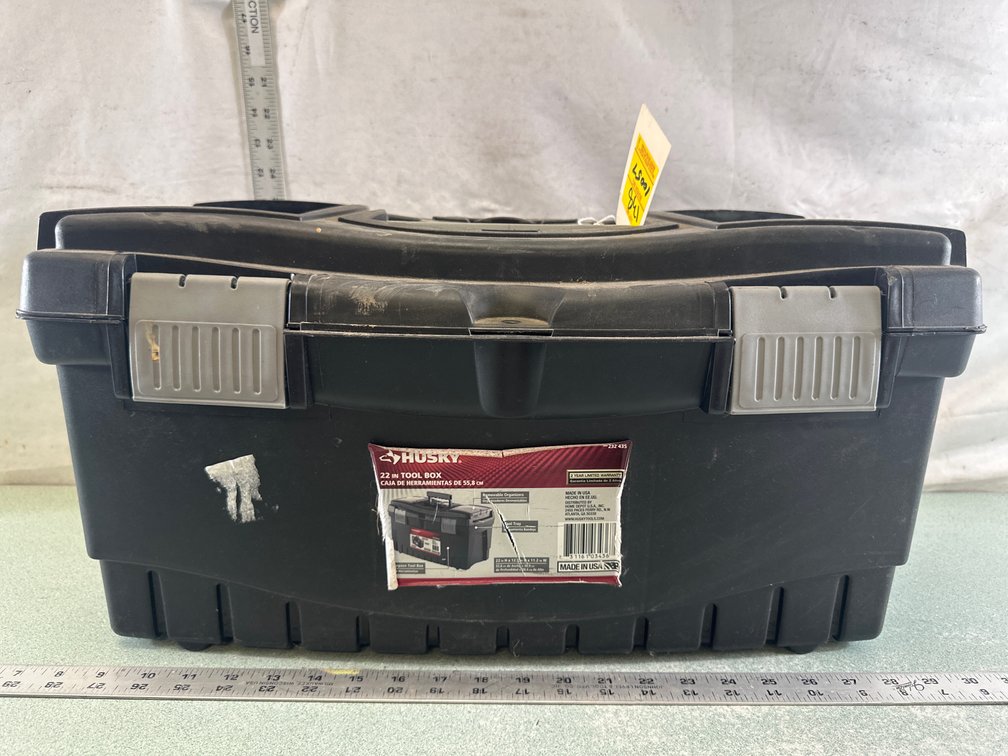 Husky 22 In. Plastic Tool Box with Tray
