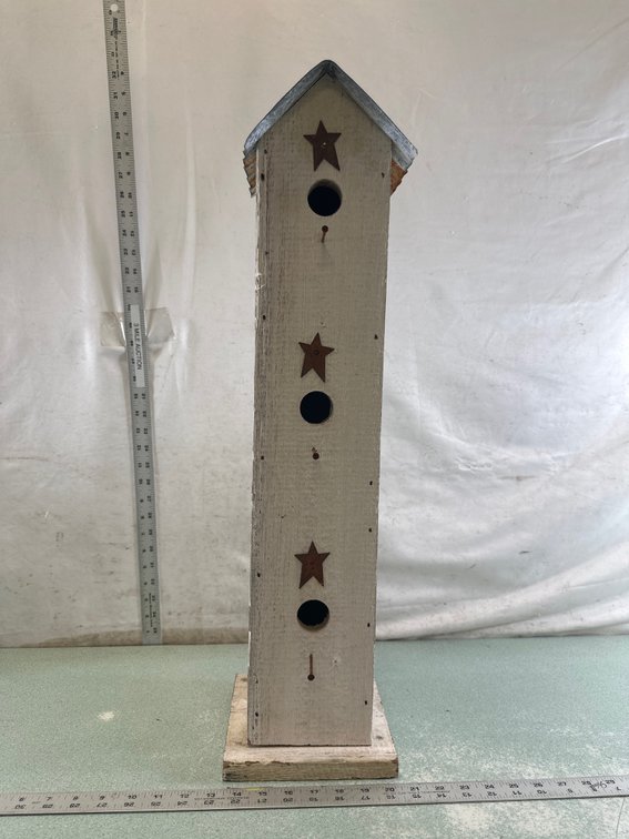Rustic Wooden 3-Hole Birdhouse