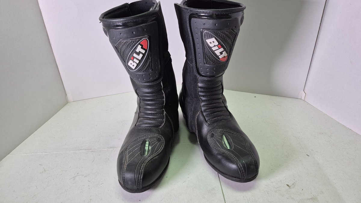 BiLT Black Motorcycle Riding Boots, Size US 10 / EU 42