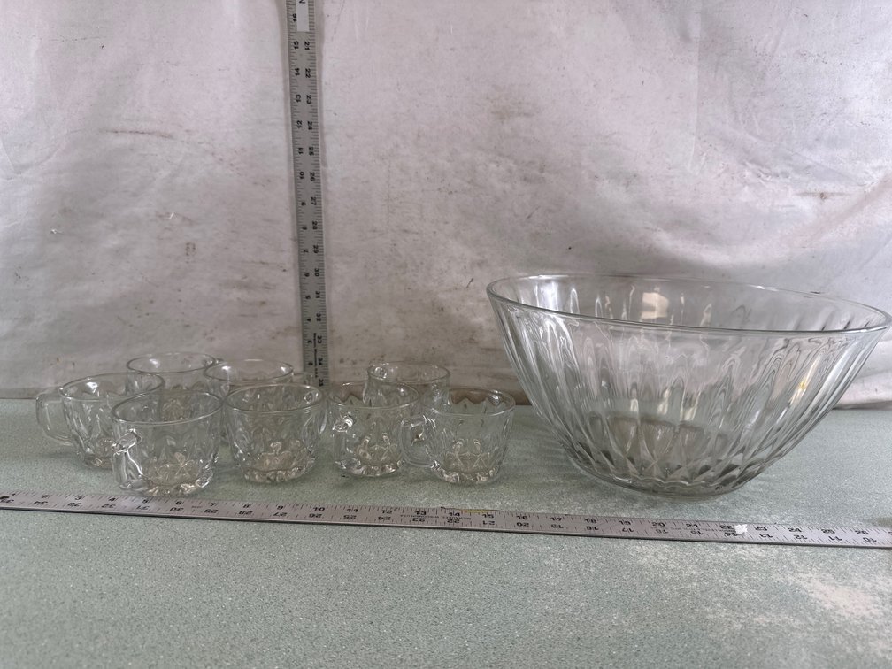 Clear Pressed Glass Punch Set