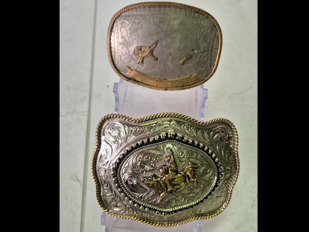 German Silver Western Belt Buckle
