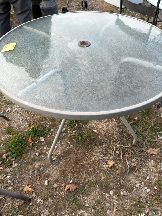 Round Glass-Top Patio Table