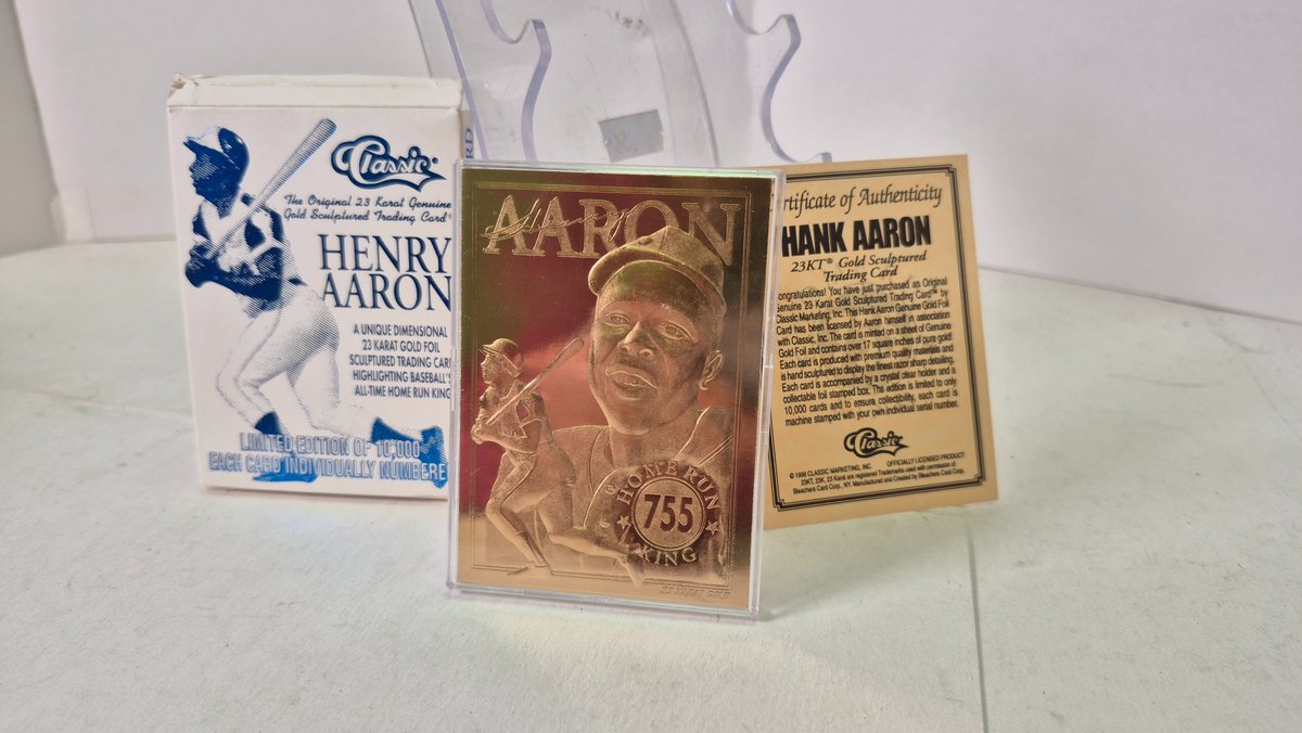 1996 Classic Hank Aaron 23K Gold Sculptured Trading Card
