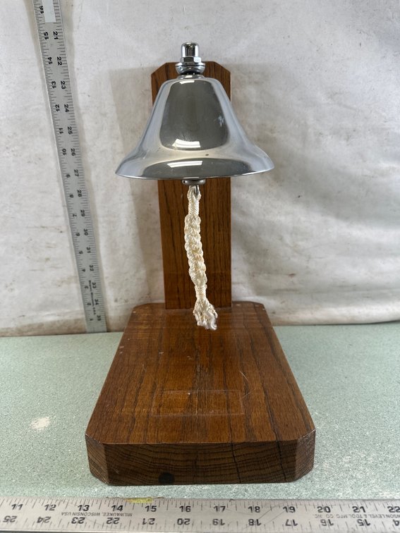 Chrome Bell on Wooden Desk Stand
