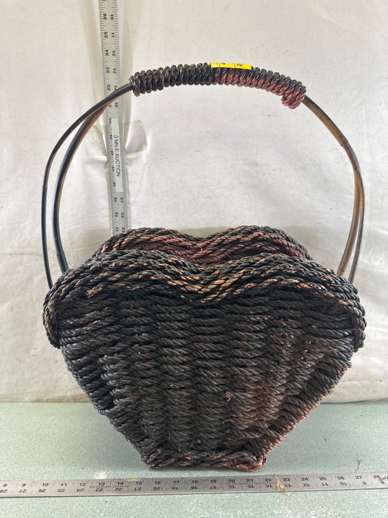 Woven Twisted Fiber Basket with Tall Handle