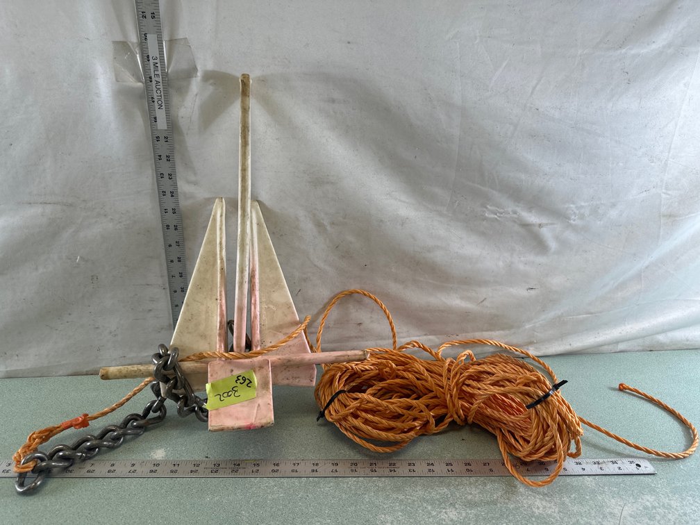 Coated Fluke Boat Anchor with Chain and Rope