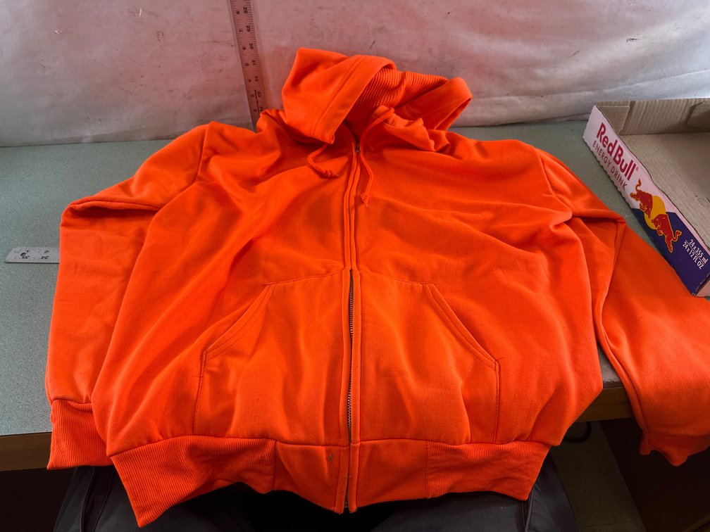 Blaze Orange Thermal-Lined Full-Zip Hoodie, Size XL