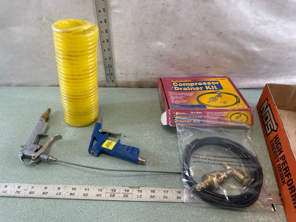 Pneumatic Air Hose, Air Blow Gun, and Compressor Drainer Kit
